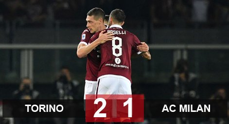Torino 2-1 Milan: Rossoneri nhận thất bại thứ 2 liên tiếp