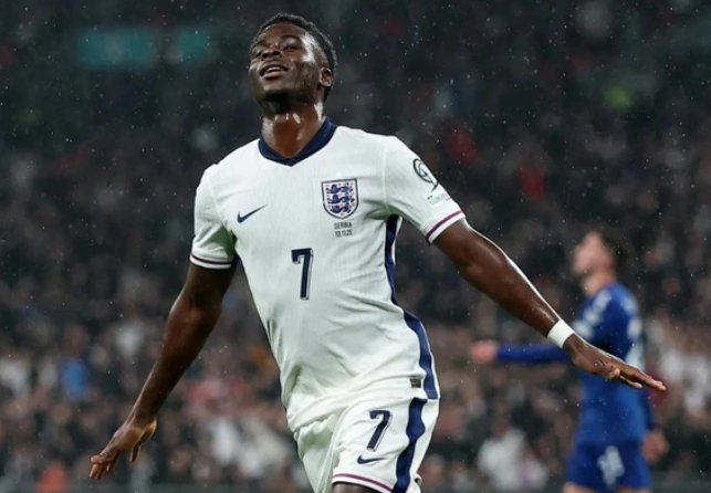 Cầu thủ chủ chốt của Arsenal, Bukayo Saka, đã ghi bàn thắng đẹp mắt cho đội tuyển Anh tại Wembley. (Ảnh: REUTERS)