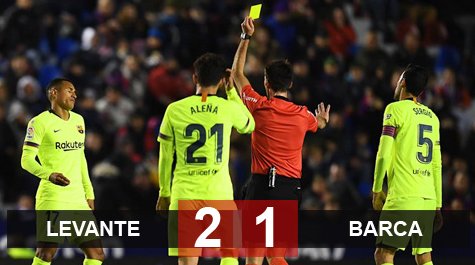 Levante 2-1 Barca: Không Messi và Suarez, Barca thua thảm